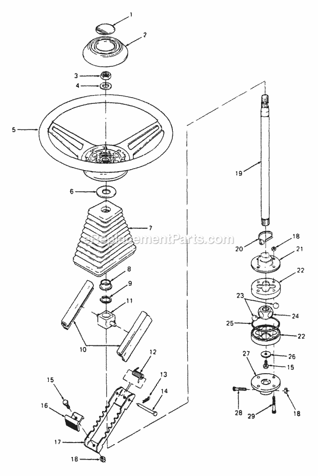 Upper Steering Diagram and Parts List for 2086 880001-899000, 14A-735-100, 146-735-100 Cub Cadet Lawn Tractor